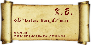 Köteles Benjámin névjegykártya